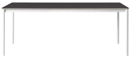 Base Table, L 190 x W 85 cm, Black linoleum with plywood edge, White