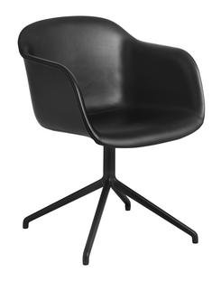 Fiber Armchair Swivel, Leather black