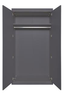 Flai Wardrobe, Large (216 x 118 x 61 cm), Melamine anthracite with birch edge, Configuration 1