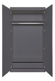 Flai Wardrobe, Large (216 x 118 x 61 cm), Melamine anthracite with birch edge, Configuration 3