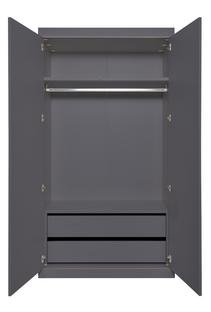 Flai Wardrobe, Large (216 x 118 x 61 cm), Melamine anthracite with birch edge, Configuration 4