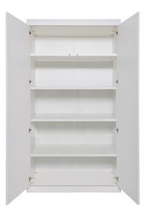 Flai Wardrobe, Large (216 x 118 x 61 cm), Melamine white with birch edge, Configuration 2