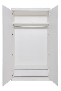 Flai Wardrobe, Large (216 x 118 x 61 cm), Melamine white with birch edge, Configuration 3
