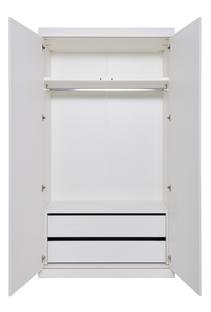 Flai Wardrobe, Large (216 x 118 x 61 cm), Melamine white with birch edge, Configuration 4