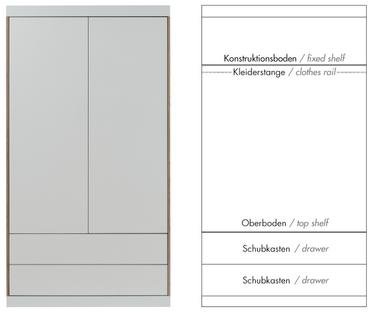 Flai Wardrobe, Large (216 x 118 x 61 cm), Melamine white with birch edge, Configuration 5