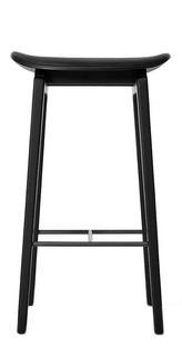 NY11 Bar Stool, Kitchen version: seat height 65 cm, Black stained oak, Ultra leather black