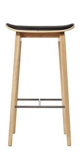 NY11 Bar Stool, Kitchen version: seat height 65 cm, Natural oak, Ultra leather black