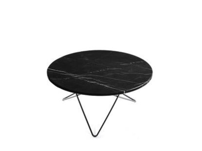 O Table, Black Marquina, Steel, black powder-coated