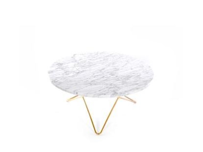 O Table, White Carrara, Brass
