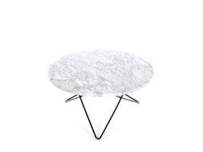 O Table, White Carrara, Steel, black powder-coated