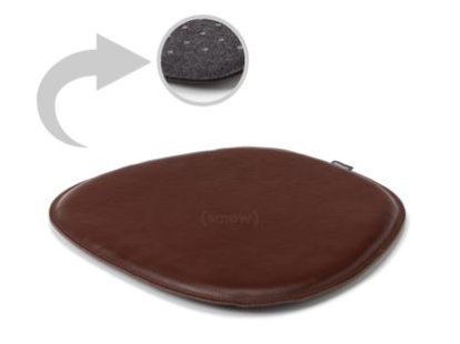 Leather Seat Pad for Eames Side Chairs , Front leather / back felt, Cognac