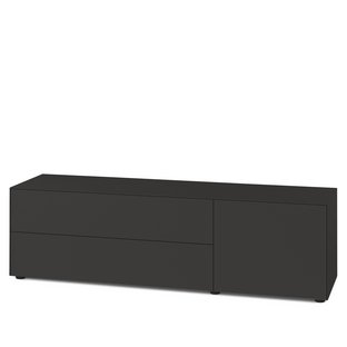 Nex Pur Box 2.0 with drawers and doors, 48 cm, H 50 cm x B 180 cm (with door and two drawers), Graphite