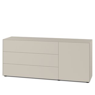 Nex Pur Box 2.0 with drawers and doors, 48 cm, H 75 cm x B 180 cm (with door and three drawers), Silk