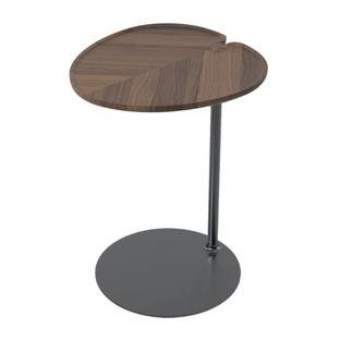 Leaf-1 Side Table, Oval, Brass, coloured black, Walnut natural oiled