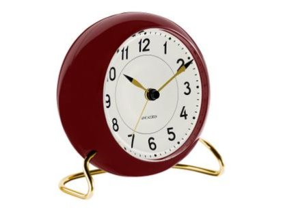 AJ Station Table Clock, burgundy / white