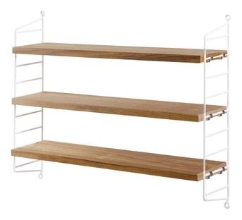 String Pocket, Shelves oak, panels white