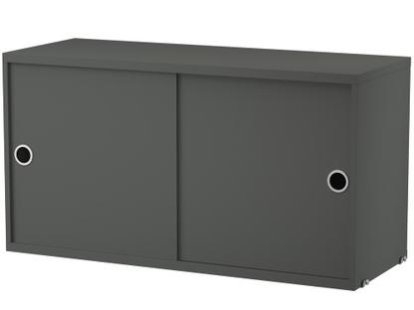 String System Cabinet With Sliding Doors, Dark grey lacquered, 30 cm