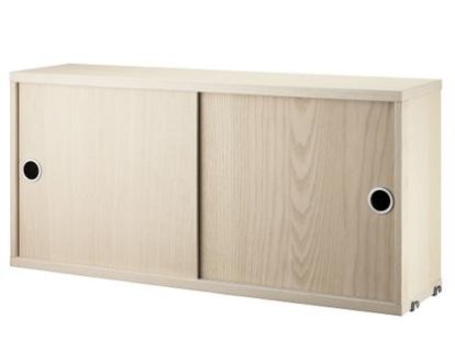 String System Cabinet With Sliding Doors, Ash veneer, 20 cm