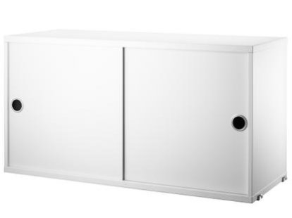 String System Cabinet With Sliding Doors, White lacquered, 30 cm