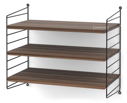 String System Shelf S, 30 cm, Black, Walnut veneer