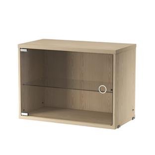 String System Cabinet Element with Swing Glass Door, Ash veneer