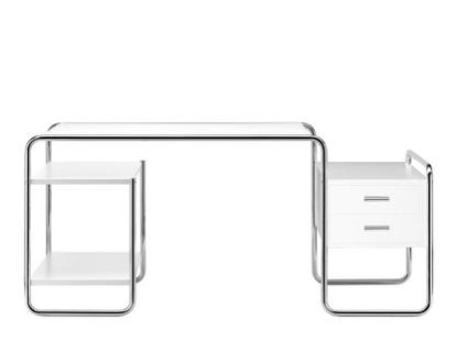 S 285, Ash pure white, open-pored lacquered, 1 small drawer unit/2 shelves