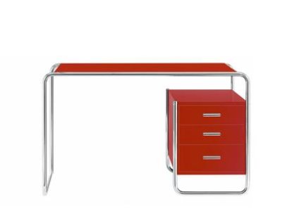 S 285/1 - S 285/2, Ash tomato red, open-pored lacquered, S 285/2: 1 large drawer unit inside, right