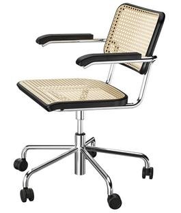 S 64 Swivel Chair, Chrome-plated, Black stained beech