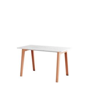 New Modern Dining Table Rectangular, Metal/Recycled Plastic, 130 x 70 cm, Ash pink