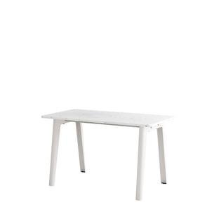 New Modern Dining Table Rectangular, Metal/Recycled Plastic, 130 x 70 cm, Cloudy white