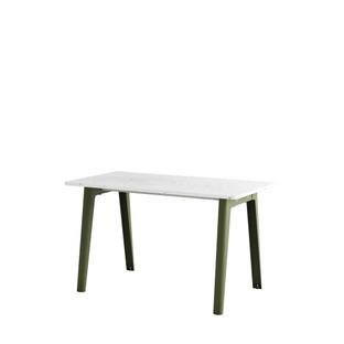 New Modern Dining Table Rectangular, Metal/Recycled Plastic, 130 x 70 cm, Rosemary green