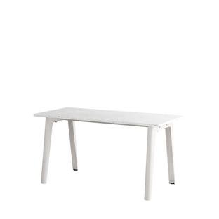 New Modern Dining Table Rectangular, Metal/Recycled Plastic, 150 x 70 cm, Cloudy white