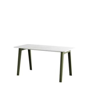 New Modern Dining Table Rectangular, Metal/Recycled Plastic, 150 x 70 cm, Rosemary green