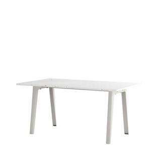 New Modern Dining Table Rectangular, Metal/Recycled Plastic, 160 x 95 cm, Cloudy white