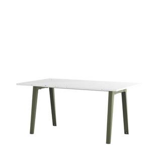 New Modern Dining Table Rectangular, Metal/Recycled Plastic, 160 x 95 cm, Rosemary green