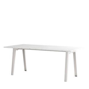 New Modern Dining Table Rectangular, Metal/Recycled Plastic, 190 x 95 cm, Cloudy white