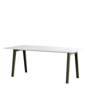 New Modern Dining Table Rectangular, Metal/Recycled Plastic, 190 x 95 cm, Rosemary green