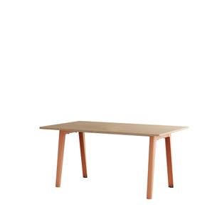 New Modern Dining Table Rectangular, Metal/Wood, 160 x 95 cm, Oak finish, Ash pink
