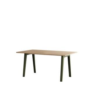 New Modern Dining Table Rectangular, Metal/Wood, 160 x 95 cm, Oak finish, Rosemary green