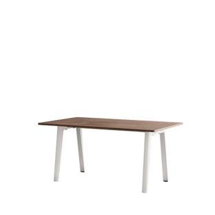 New Modern Dining Table Rectangular, Metal/Wood, 160 x 95 cm, Walnut finish, Cloudy white
