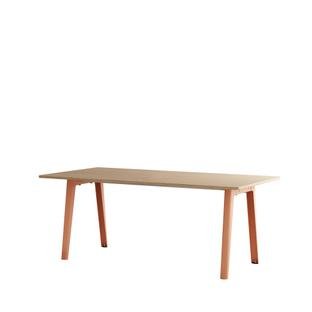 New Modern Dining Table Rectangular, Metal/Wood, 190 x 95 cm, Oak finish, Ash pink