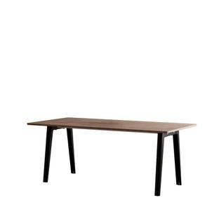 New Modern Dining Table Rectangular, Metal/Wood, 190 x 95 cm, Walnut finish, Graphite black