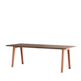 New Modern Dining Table Rectangular, Metal/Wood, 220 x 95 cm, Walnut finish, Ash pink