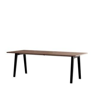 New Modern Dining Table Rectangular, Metal/Wood, 220 x 95 cm, Walnut finish, Graphite black