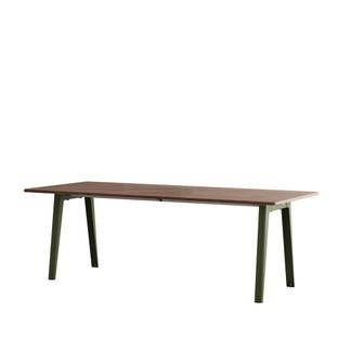 New Modern Dining Table Rectangular, Metal/Wood, 220 x 95 cm, Walnut finish, Rosemary green