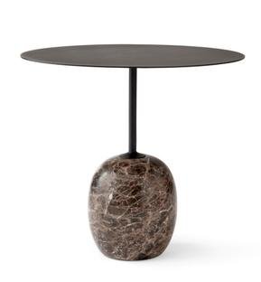 Lato Side Table, Oval (L 50 x W 40 cm), Warm Black / Emparador marble