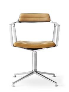 Swivel Chair, Leather camel, Polished