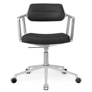 Swivel+ Chair, Polished, Wheeled based, Black leather