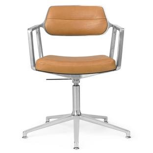 Swivel+ Chair, Polished, Fixed base, Leather camel