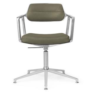 Swivel+ Chair, Polished, Fixed base, Bosco green leather